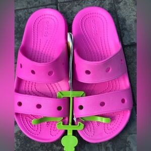 CROCS Pink Open Toe Little Girls Toddler Slides Sandals - Size 2 NEW